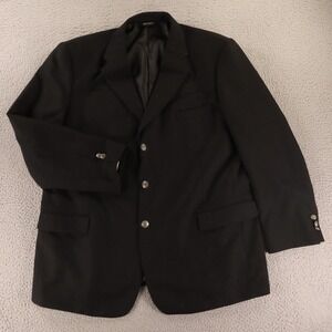 Hopsack Jacket XL 46R Black‎ Polyester Blazer Sport Coat Jacket Crested Buttons